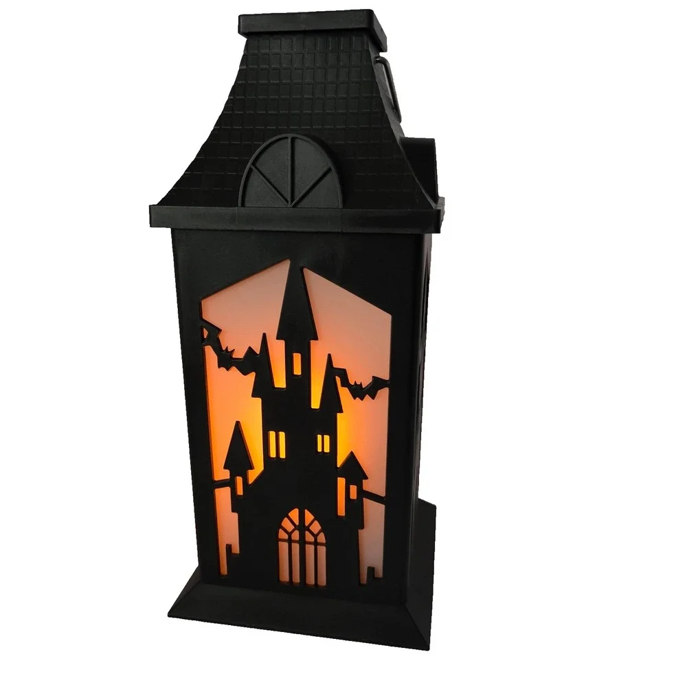 Haunted House LED Light Up Lantern Halloween Decor 12 Inch Black New Gothic